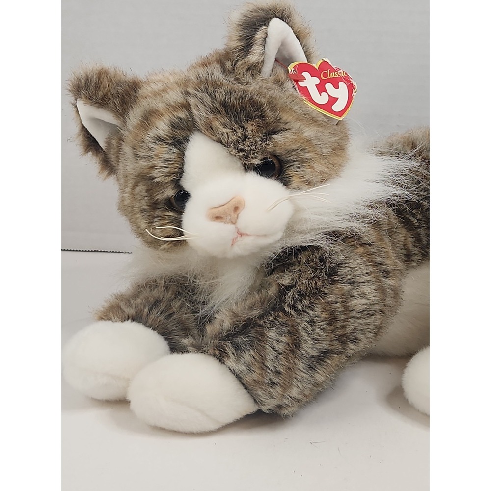 Ty Classic O'Malley Cat Plush 2002 Retired 12" Stuffed Animal Fluffy Tabby W/Tag - Picture 3 of 16